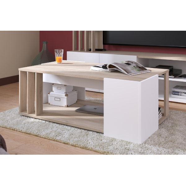 TABLE BASSE SHADE 112x68cm - BLANC / CHENE JAPAN