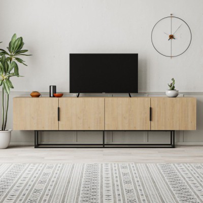 meuble-tv-titan-4p-200cm-chene-pieds-en-metal-17059