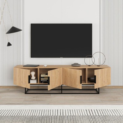 meuble-tv-titan-4p-200cm-chene-pieds-en-metal-17059