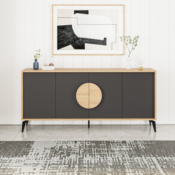 BUFFET VAE 4P 180CM CHÊNE/SILKY NOIR / 17025