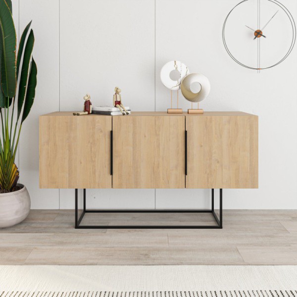 BUFFET TITAN 3P CHÊNE PIEDS EN MÉTAL / 17036