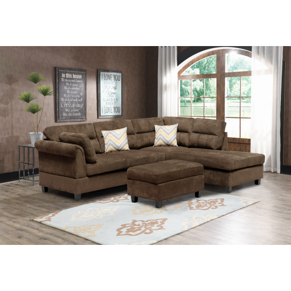 Canape d'angles avec ottoman marron / KM107BROWN